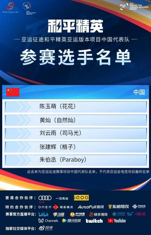 和平精英亚运会中国队成员名单